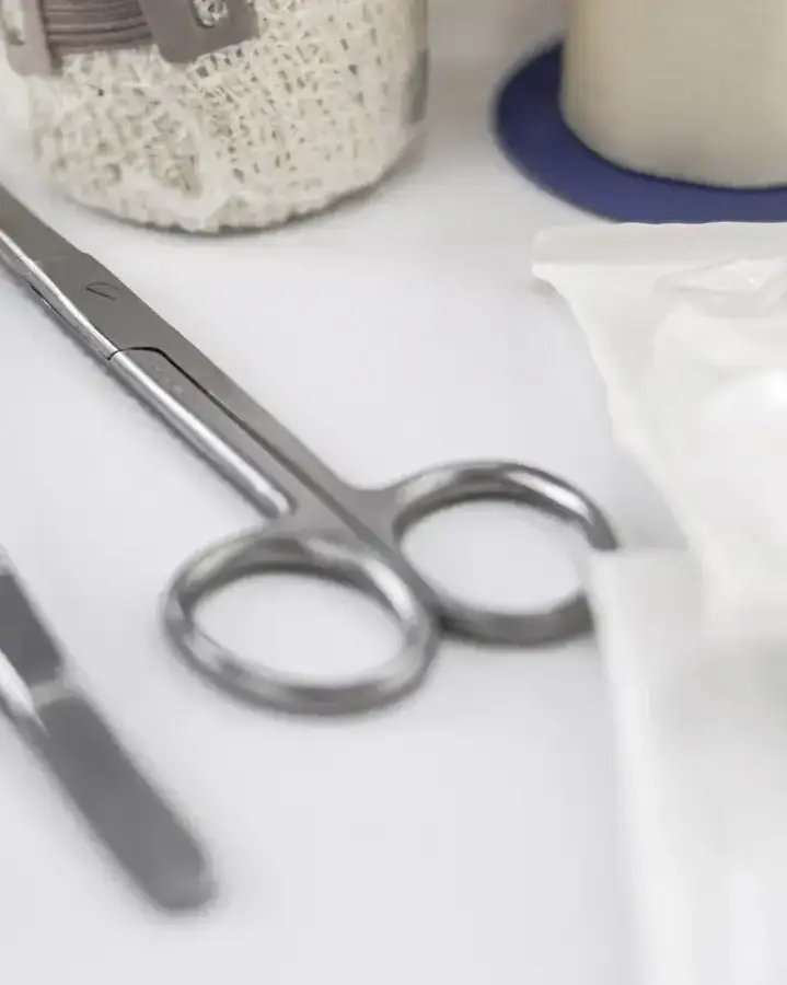 table with scissors and tape